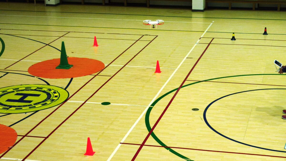 体育館での実技講習と審査の様子